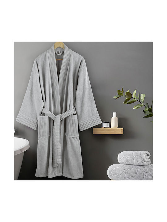 Nima Kimono Μπουρνούζι με Γιακά Grey 380gr/m²