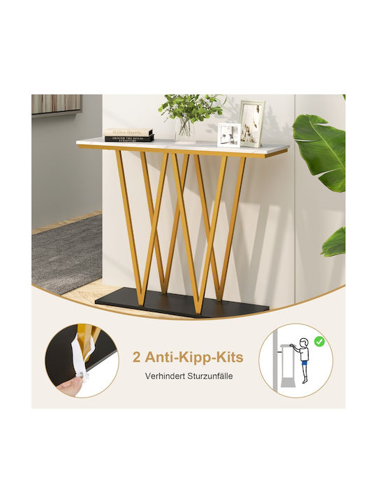 Console Table Metal with Marble Surface Λευκό Μάρμαρο/χρυσό L100xW30xH79cm