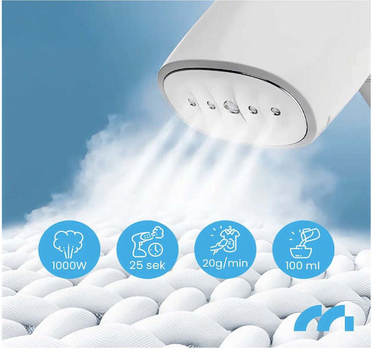 MalTec Ατμοκαθαριστής Ρούχων Χειρός 1000W με Δοχείο 110ml Λευκός