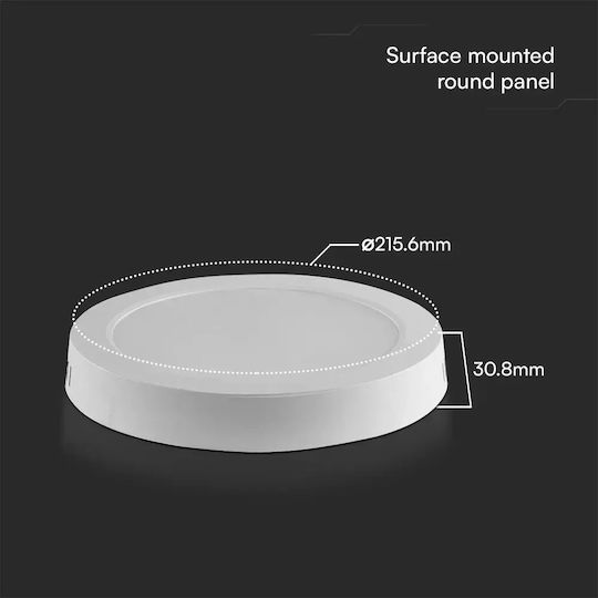 V-TAC Round Recessed LED Panel 18W with Warm White Light 3000K