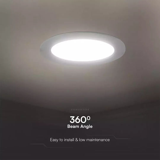 V-TAC Στρογγυλό Χωνευτό LED Panel 6W με Φυσικό Λευκό Φως 4000K