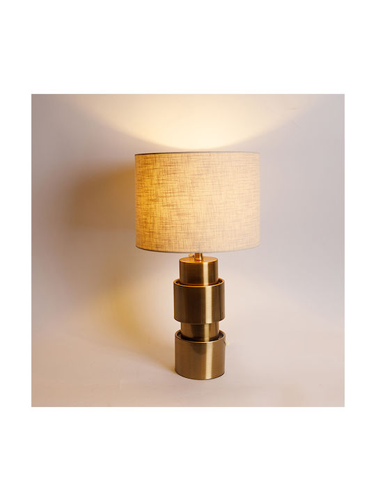Metal Table Lamp with White Shade and Gold Base