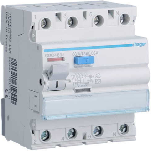 Hager 4-Poles Panel Push Switch 400V 63A