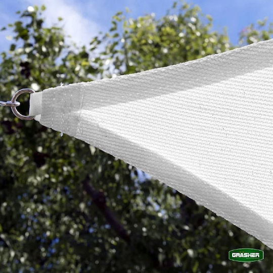Grasher Ε220 Τρίγωνο Πανί Σκίασης Λευκό με Κρίκους 5x5m 180gr/m²