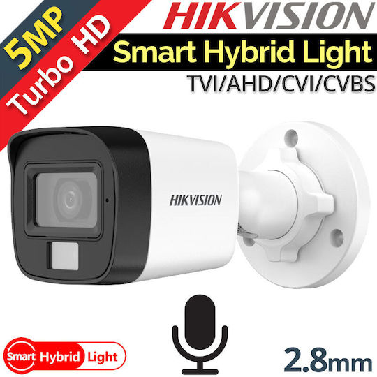 Hikvision Ds-2ce16k0t-lpfs CCTV Surveillance Camera Full HD+ 5MP Waterproof with Microphone and Lens 2.8mm