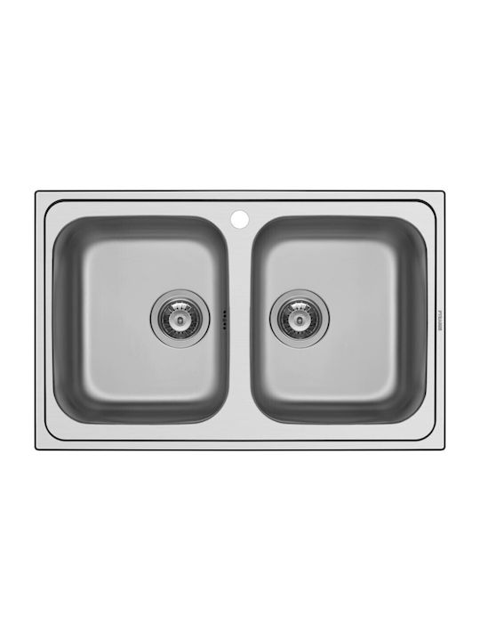 Pyramis Athena Extra 2B 107162301 Drop-In Sink Inox Matte W79xD50cm Silver
