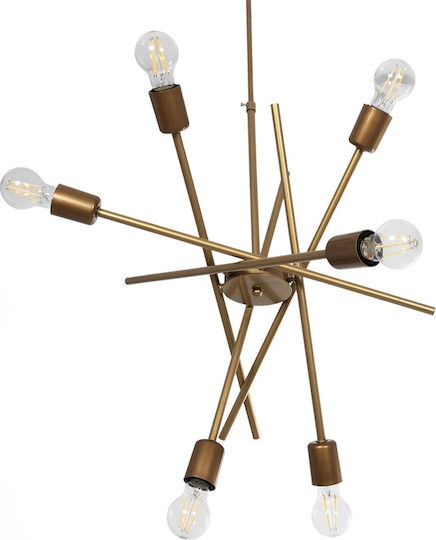 GloboStar Sunfy Lustră Bronz Rețea pentru 6 Becuri E27 60x70x60cm.