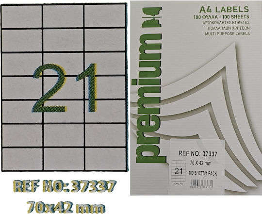 Premium 2100 Αυτοκόλλητες Ετικέτες Α4 Ορθογώνιες 70x42mm