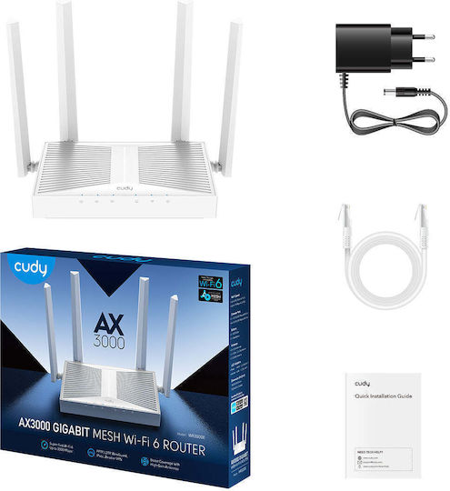 Cudy WR3000E v1 Ασύρματο Router Wi‑Fi 6 με 4 Θύρες Gigabit