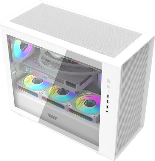 Darkflash DB460M Gaming Middle Tower Carcasă PC cu Deschidere Laterală Albă