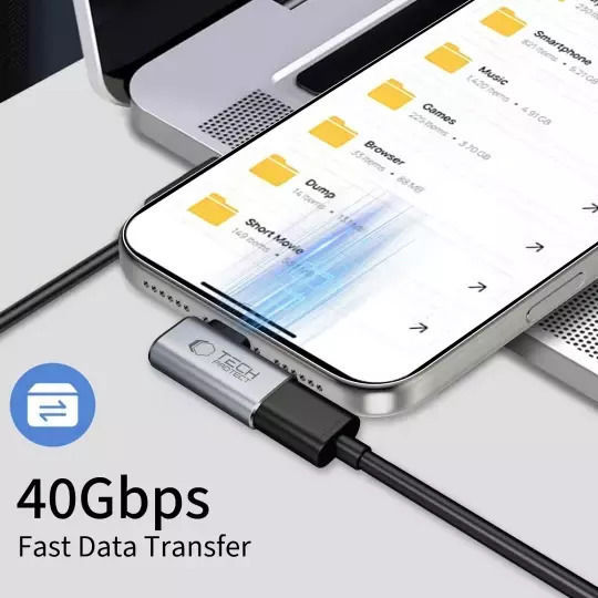 Tech-Protect Ultraboost Converter USB-C male to USB-C female Gray 1pcs