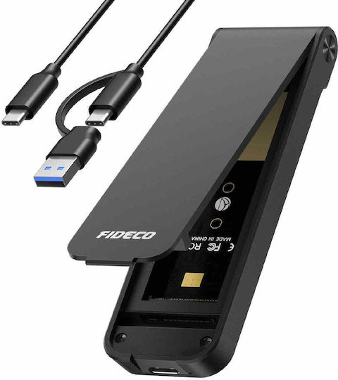 Fideco Hard Drive Case M.2 SATA III NVME with connection USB 3.2 Type-C in Gray color