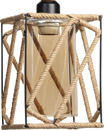 Globobox Pendant Light Black with Rope for Socket E27 15.5x15.5x33cm