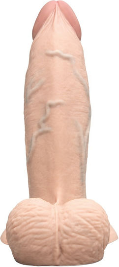 b-Vibe Γυάλινο Dildo με Όρχεις και Βεντούζα Flesh 15cm