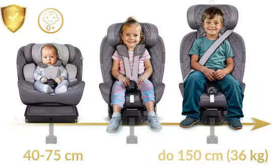 Nukido Prestige Детско Столче за Кола i-Размер с Isofix Сив 0-36 кг