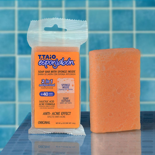 2 In 1 Bath Sponge Built-in Soap Anti-Acne Effect Esponjabon 120 Gr