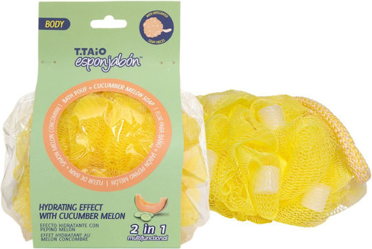 Burete de Duș 2 În 1 Cu Mesh Exfoliant Cu Săpun Integrat Cu Miros De Castravete Melon Efect Hidratant Esponjabon 1 Bucată
