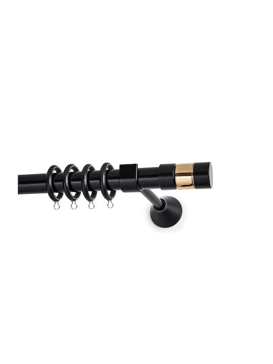 Metallic Curtain Pole KS19 Double with Rod Diameter 25mm Length 140cm Black Matte