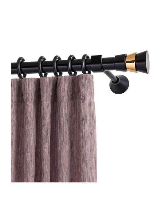Metallic Curtain Pole Triplet Double with Rod Φ25mm 140cm Black Checkmate