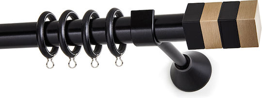 Metallic Curtain Pole Quatro-S Double with Rod Diameter 25mm Length 140cm Black Matte / Gold Matte