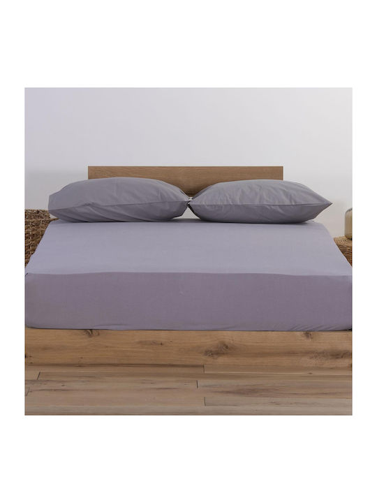 Nef-Nef Homeware Sheet King Size with Elastic 180x200+35cm. Jersey Beige