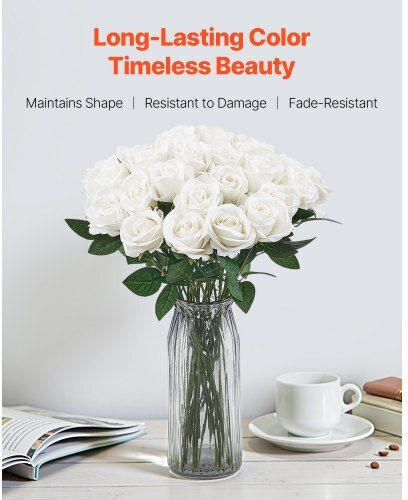 Vevor 60 Pieces White Roses Artificial Bouquet Home Decoration Christmas Rzmghsbs60pc37dsg001v0