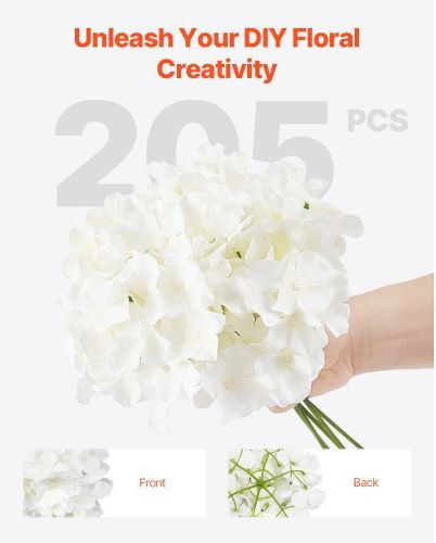Vevor Decorative Artificial Hydrangea Flowers 205 Pieces 25 Cm White Rzxqbs205pcs6hw4t001v0