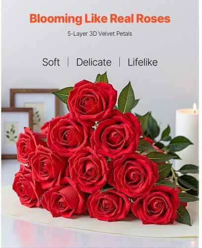 Vevor 500 Pieces Red Artificial Roses Bouquet Home Decoration Rzmghshs500pl0lee001v0