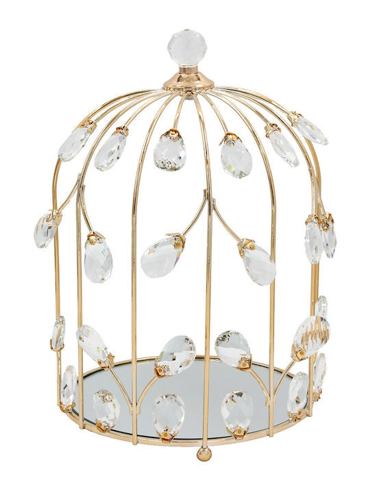Keskor Metallic Round Decorative Tray with Mirror 21x21x31cm