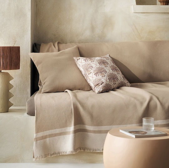 Gofis Home Marian Decke Für Dreisitzer-Sofa Mit 2 Seiten 180x310cm Ground Beige 336/41
