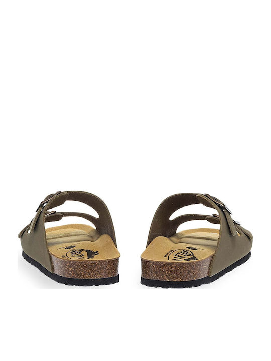 Beta Δερμάτινα Γυναικεία Ανατομικά Σανδάλια Nobuck Khaki