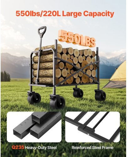 Foldable Garden Cart Four-wheel 220lt