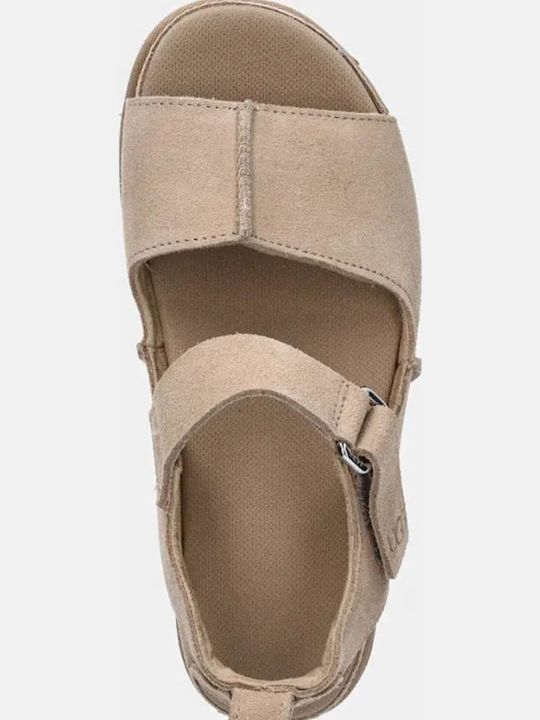 Goldenstar Γυναικεία Σανδάλια Flatforms Μπεζ