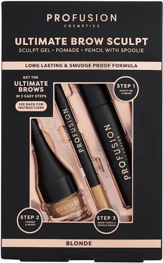 Profusion Cosmetics Σετ Μακιγιάζ Φρυδιών Blonde 3τμχ