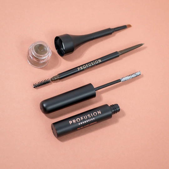 Profusion Cosmetics Eyebrow Makeup Set Dark Brown 3 Pieces