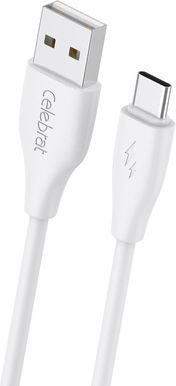 Celebrat Редовна USB 2.0 Кабел USB-C мъжки - USB-C мъжки 15W Бял 1м (d-CB-31A-C-WH)