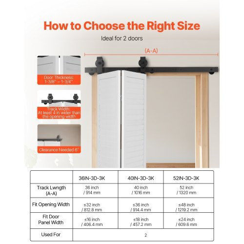 Vevor Sliding Door Mechanism 101.6cm Black