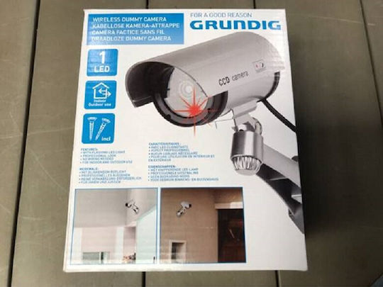 Grundig Indoor Outdoor Gray Fake Surveillance Camera Red Ir Led
