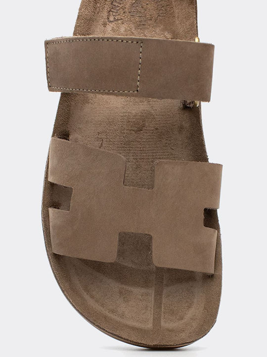 Bianca Leather Women's Flat Sandals Anatomic in Brown Color