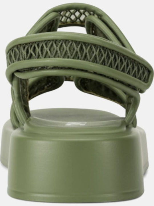 Women's Flat Sandals in Green Color