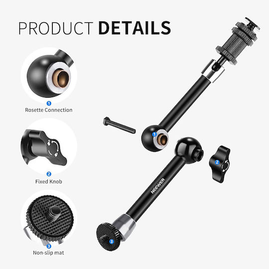 Set Braț Magic Articulat de 11 Inch Clemă Super Șurub 1/4 Inch 3/8 Inch Greutate Maximă 2 Kg Monitor Cameră Video Lumină Led Inel de Lumină