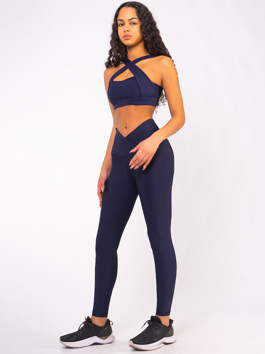 Training Women's Long Firming High Waist & Push Up Navy Blue Leggings