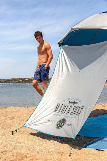 Maui & Sons Folding Aluminum Beach Umbrella Diameter 1.9m with Sunshade UV Protection and Air Vent Blue with Sunshade