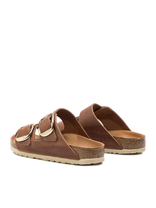 Arizona Big Buckle Leather Women's Flat Sandals Anatomic in Brown Color Narrow Fit
