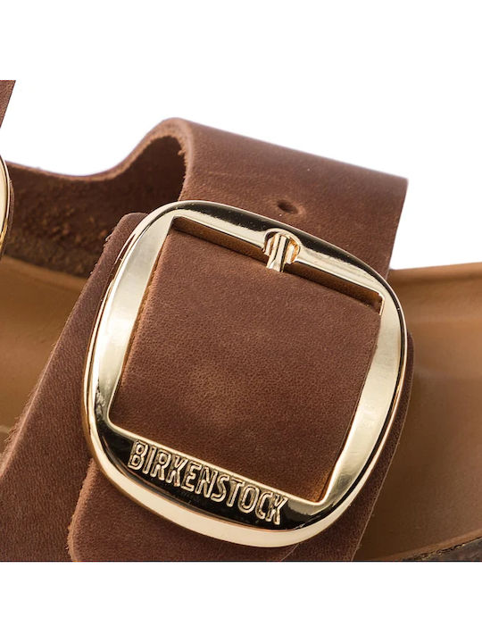 Arizona Big Buckle Leather Women's Flat Sandals Anatomic in Brown Color Narrow Fit