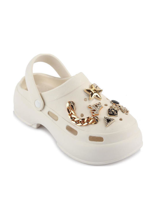 Fshoes Γυναικεία Σαμπό Λευκά