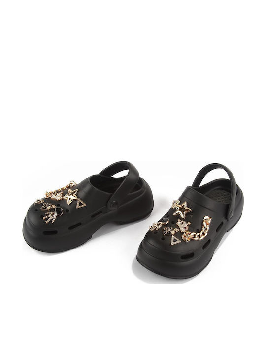 Fshoes Damen Clogs Schwarz