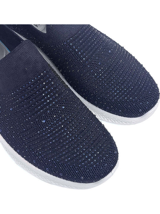 Γυναικεία Slip-On από Συνθετικό Δέρμα Μπλε