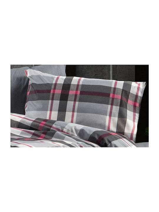 Dimcol Bettwäsche-Set Überdoppel 220x240cm. Eκάβη 424 Grey-bordeaux 4Stück