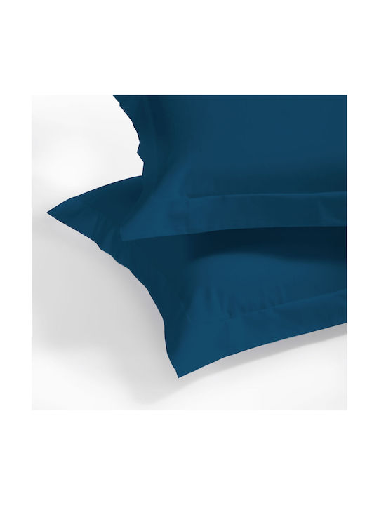 Aslanis Home Satin Plain Pillowcase Set Oxford Dark Blue 50x70cm.
